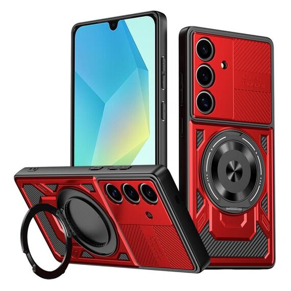 Per Samsung Galaxy A16 5G / 4G Custodia per telefono con supporto rotante MagSafe (rosso)