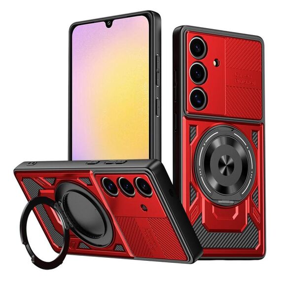 Per Samsung Galaxy A25 5G Custodia per telefono con supporto rotante MagSafe Global Armor (rosso)