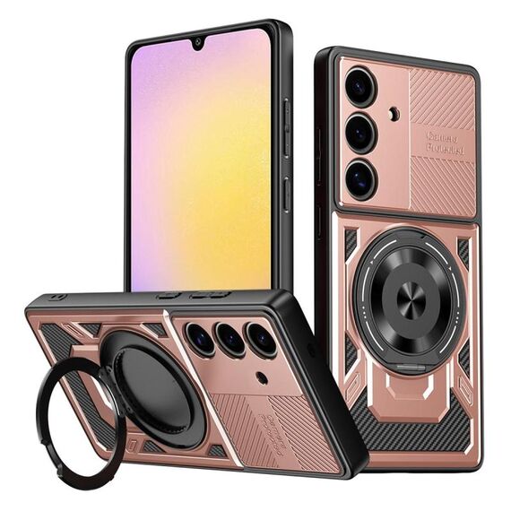 Per Samsung Galaxy A25 5G Custodia per telefono con supporto rotante MagSafe Global Armor (oro rosa)