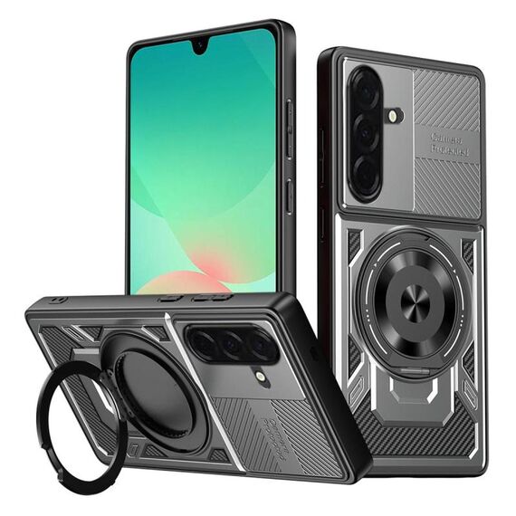 Per Samsung Galaxy A26 5G Armor Supporto Rotante MagSafe Custodia per Telefono (Grigio)