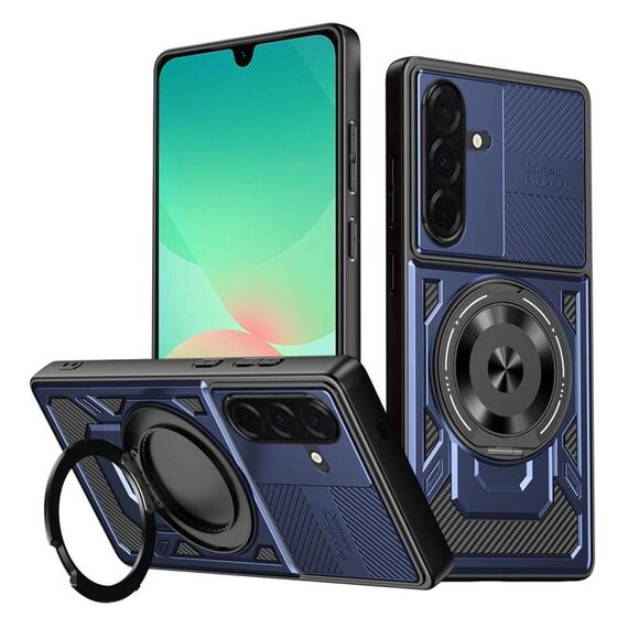 Per Samsung Galaxy A26 5G Custodia per telefono con supporto rotante MagSafe (blu)