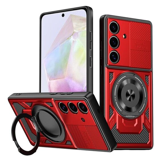 Per Samsung Galaxy A35 5G Custodia per telefono con supporto rotante MagSafe (rosso)