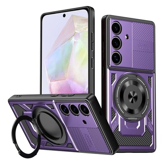 Per Samsung Galaxy A35 5G Custodia per telefono con supporto rotante MagSafe (viola)