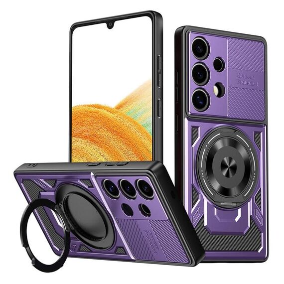 Per Samsung Galaxy A33 5G Armor Supporto Rotante MagSafe Custodia per Telefono (Viola)
