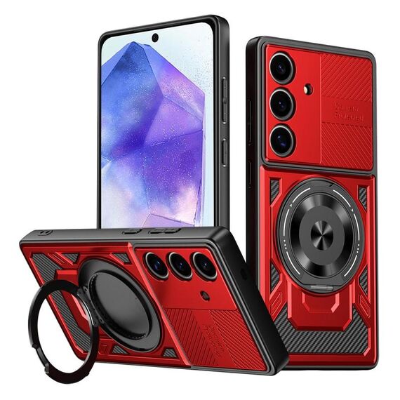 Per Samsung Galaxy A55 5G Custodia per telefono con supporto rotante MagSafe (rosso)