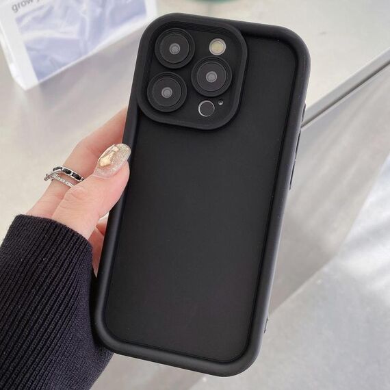 Per iPhone 14 Pro Max Custodia per telefono in TPU con foro preciso e telaio antiurto satinato (nero)