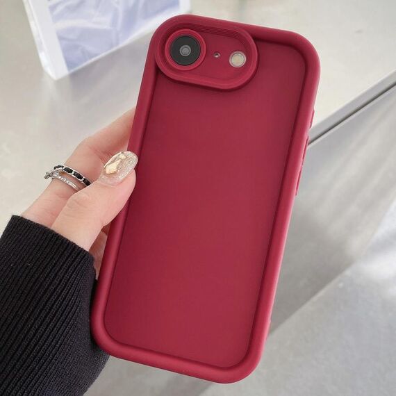Per iPhone SE 2022/2020/8/7 Custodia per telefono in TPU con foro preciso e telaio antiurto satinato (rosso vino)