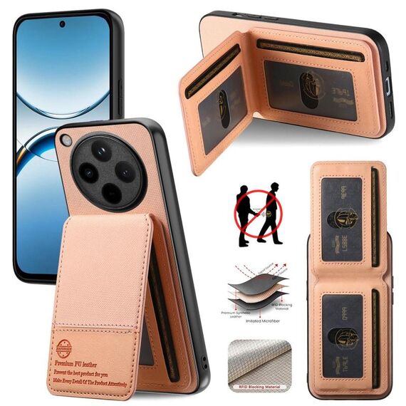 Per OPPO Find X8 Pro Twill Tessuto Pelle Verticale Flip RFID Card Bag Custodia per Telefono (Rosa)