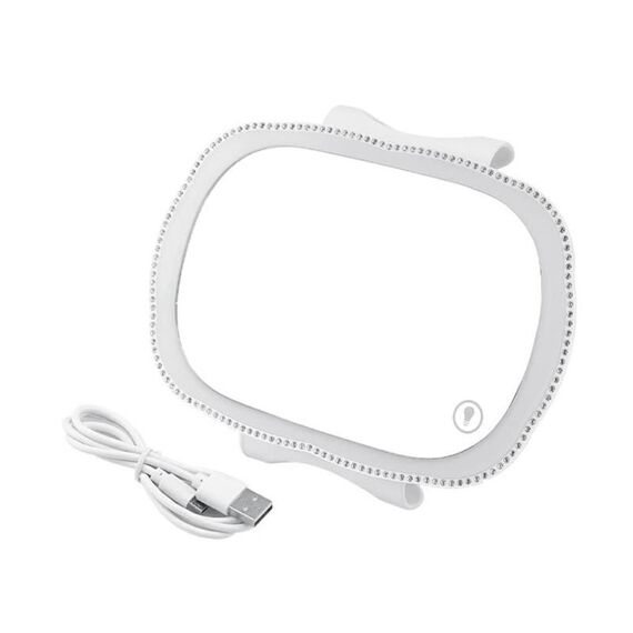 Specchio per il trucco con luce LED per visiera parasole per passeggero auto (bianco)