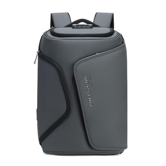Zaino da viaggio antifurto per uomo Wiersaam Zaino per laptop resistente all'acqua con porta di ricarica USB (grigio)