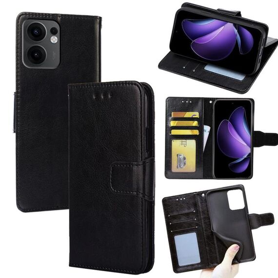 Per OPPO Reno13 F 5G / 4G Custodia in pelle con texture cristallina (nero)