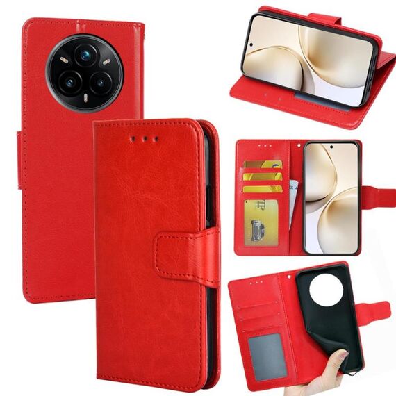 Per Realme 14 Pro 5G Custodia per telefono in pelle con texture di cristallo globale (rosso)
