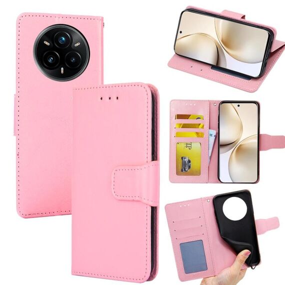 Per Realme 14 Pro+ 5G Custodia in pelle con texture di cristallo (rosa)