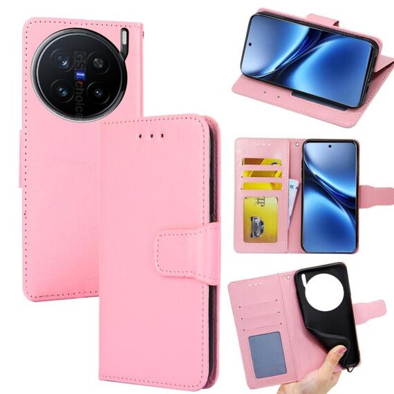 Per vivo X200 Pro 5G Custodia in pelle con texture di cristallo (rosa)