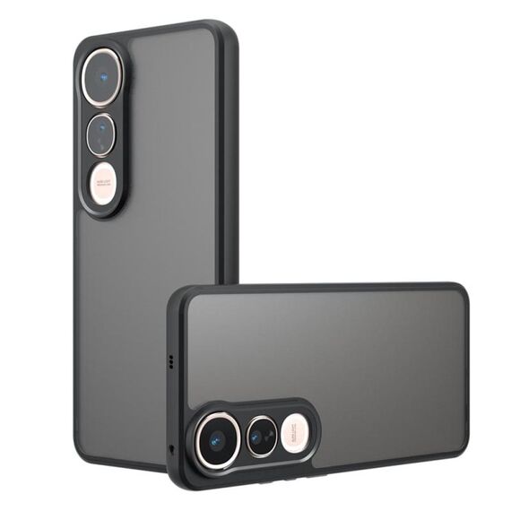 Custodia per telefono in TPU ibrida per PC con foro preciso per vivo V50 Lite 5G / 4G (nero satinato)