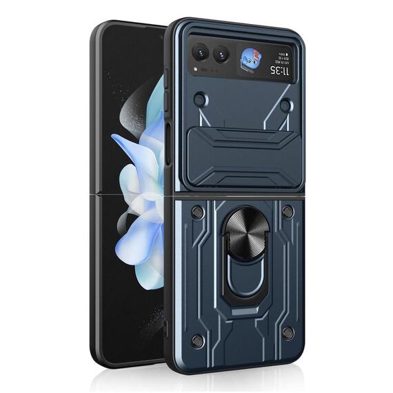 Per Motorola Razr 40 Custodia per telefono con supporto magnetico in TPU+PC (grigio)