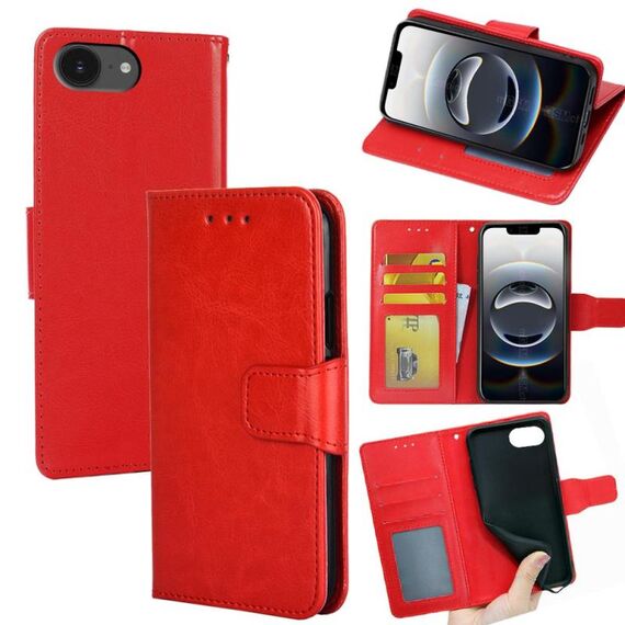 Per iPhone 16e Custodia per telefono in pelle con texture di cristallo (rosso)