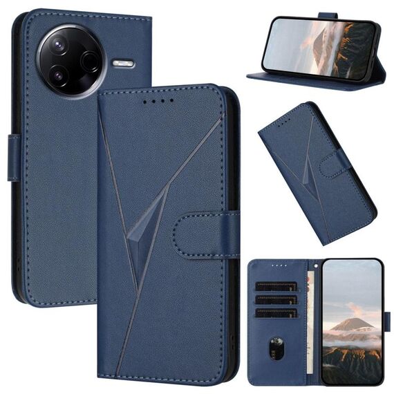 Per Redmi K80 / Xiaomi Poco F7 Pro Custodia per telefono in pelle con fibbia a motivo triangolare (blu reale)