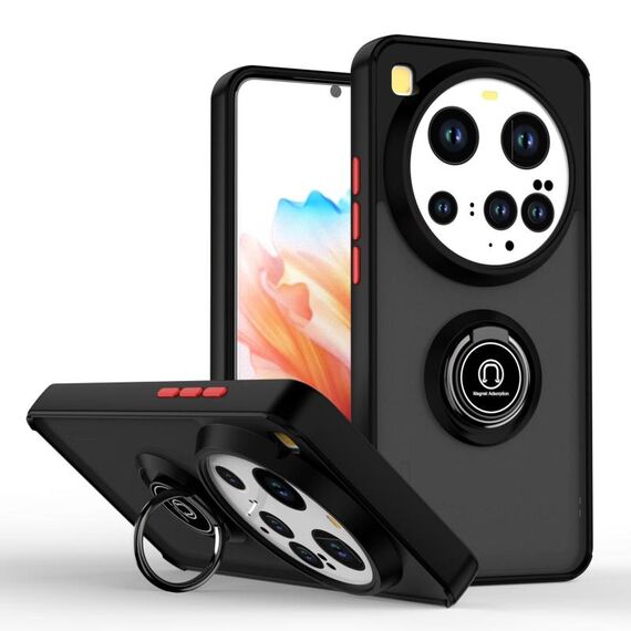 Per Xiaomi 15 Ultra Q Shadow 1 Series TPU Hybrid PC Phone Case con anello (nero + rosso)