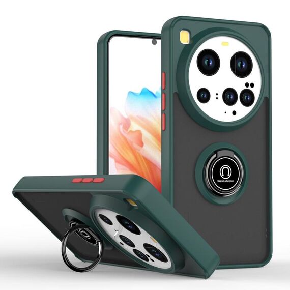 Per Xiaomi 15 Ultra Q Shadow 1 Series TPU Hybrid PC Phone Case con anello (verde scuro)