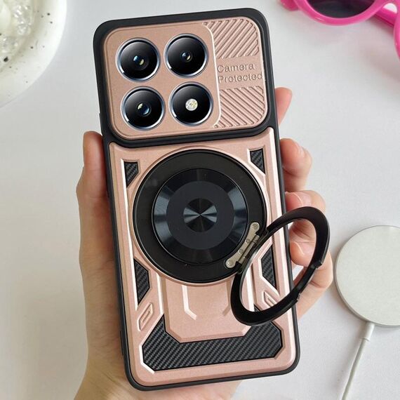 Per Xiaomi 14T Pro Armor Supporto Rotante MagSafe Custodia per Telefono (Oro Rosa)