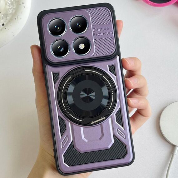 Per Xiaomi 14T Pro Armor Supporto Rotante MagSafe Custodia per Telefono (Viola)