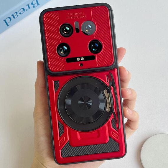 Per Xiaomi 14 Ultra Armor Supporto Rotante MagSafe Custodia per Telefono (Rosso)