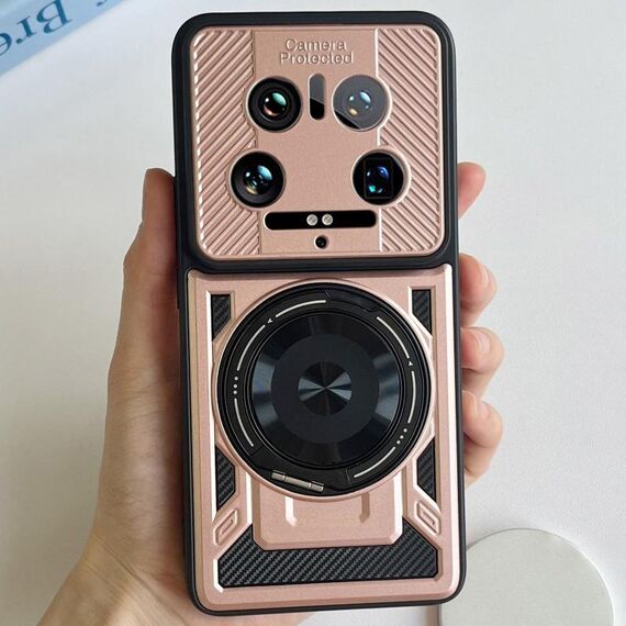 Per Xiaomi 14 Ultra Armor Supporto Rotante MagSafe Custodia per Telefono (Oro Rosa)
