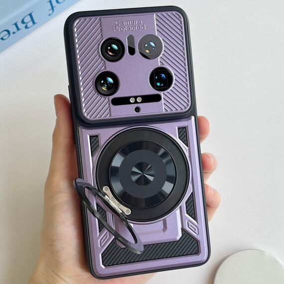 Per Xiaomi 14 Ultra Armor Supporto Rotante MagSafe Custodia per Telefono (Viola)