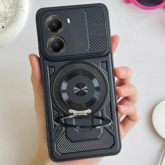 Per Xiaomi Poco X7 Pro 5G Armor Rotating Holder MagSafe Custodia per telefono (Nero)