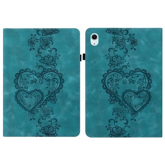 Per iPad Air 11 2025/2024 Custodia per tablet intelligente in pelle goffrata con cuoricini (verde)