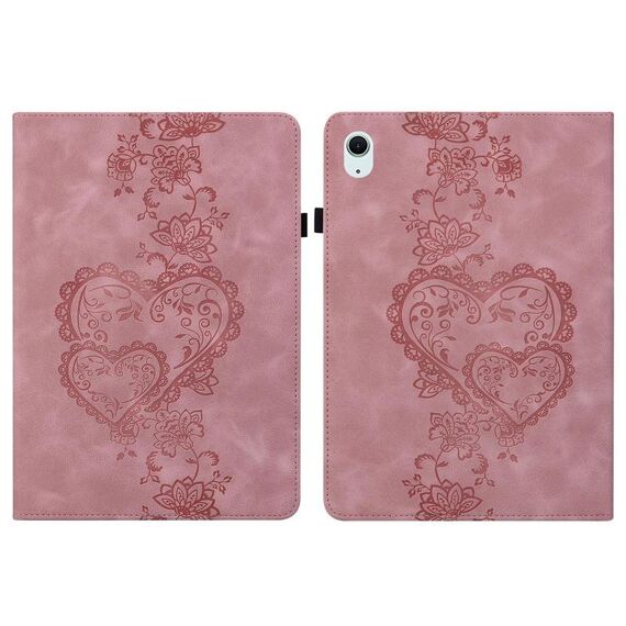 Per iPad Air 13 2025 / 2024 / Pro 12.9 Custodia per tablet intelligente in pelle goffrata con cuoricini (rosa)