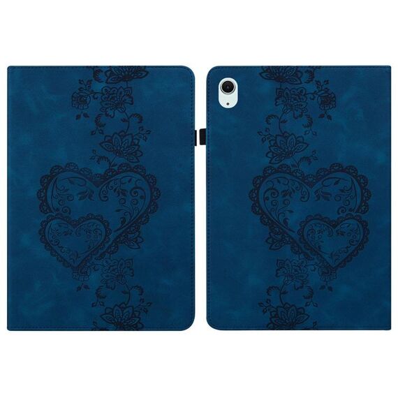 Per iPad Air 13 2025 / 2024 / Pro 12.9 Custodia per tablet intelligente in pelle goffrata con cuoricini (blu scuro)