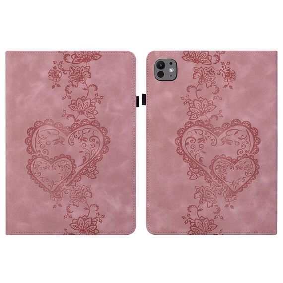 Per iPad Pro 11 2024 Custodia per tablet intelligente in pelle goffrata Love Hearts (rosa)