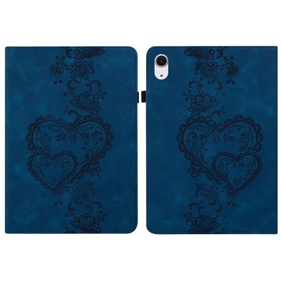 Per iPad 10.2 2021 / Air 10.5 Custodia per tablet intelligente in pelle goffrata Love Hearts (blu scuro)