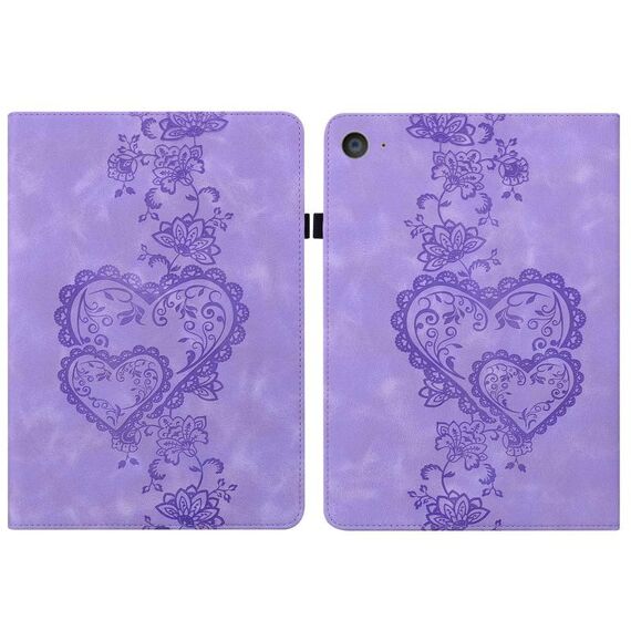 Per iPad mini 5/4/3/2/1 Custodia per tablet in pelle goffrata con cuoricini (viola)