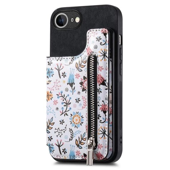 Per iPhone 16e Retro Painted Zipper Back Custodia per telefono (nero)