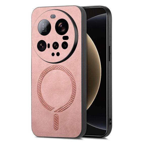 Per Xiaomi 15 Ultra Solid Color Retro Magsafe PU Back Cover Custodia per telefono (Rosa)