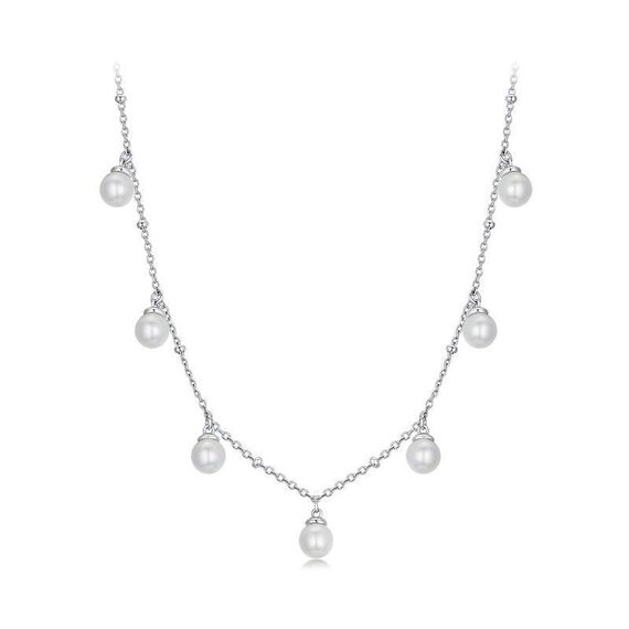 Collana elegante in perle di conchiglia placcata in platino in argento sterling S925 (BSN418)