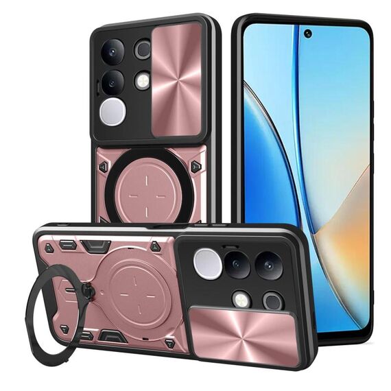Custodia per telefono con supporto magnetico scorrevole Camshield per vivo Y29 4G CD Texture (rosa)