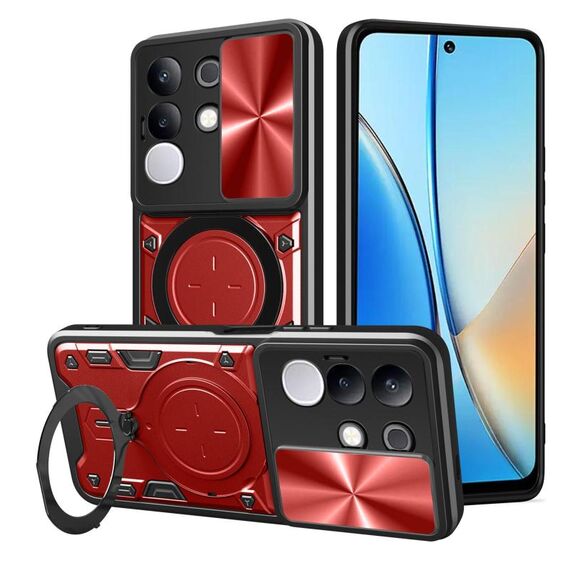 Custodia per telefono con supporto magnetico scorrevole Camshield per vivo Y29 4G CD Texture (rosso)