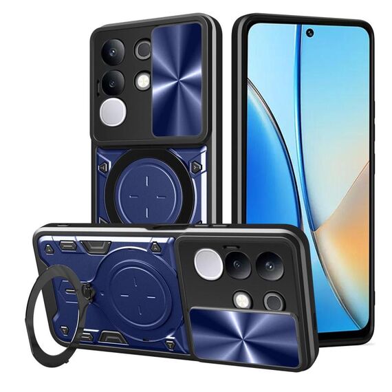Custodia per telefono con supporto magnetico scorrevole Camshield per vivo Y29 4G CD Texture (blu)