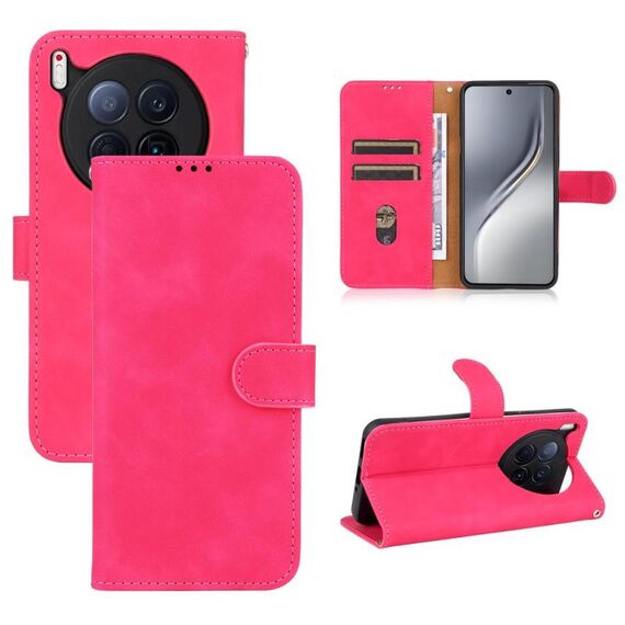 Per Tecno Camon 40 Premier Skin Feel Custodia in pelle magnetica Flip (rosso rosa)
