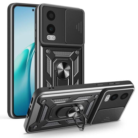 Per OnePlus Nord CE4 Lite Custodia per fotocamera scorrevole TPU Hybrid PC Phone Case (Nero)