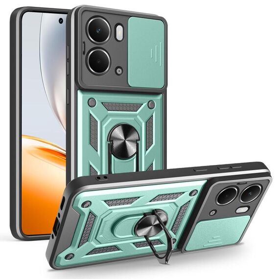 Per Realme Neo7x / P3 5G Custodia per telefono con design scorrevole per fotocamera in TPU ibrido per PC (verde menta)