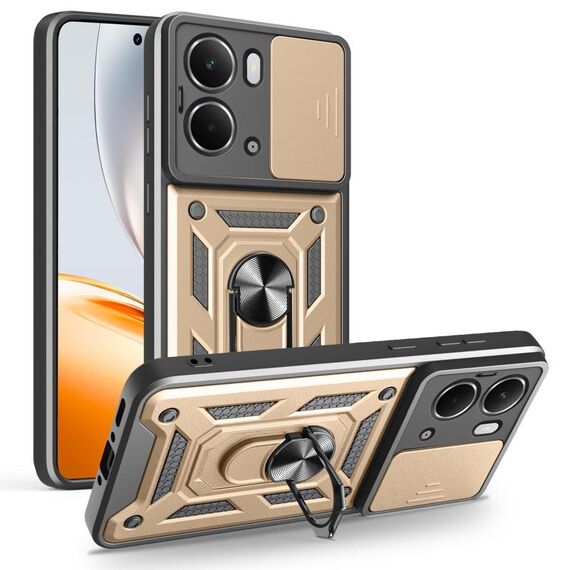 Per Realme Neo7x / P3 5G Custodia per telefono con design scorrevole per fotocamera TPU Hybrid PC (oro)