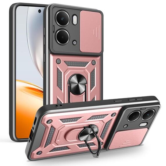 Per Realme Neo7x / P3 5G Custodia per telefono con design scorrevole per fotocamera TPU Hybrid PC (oro rosa)