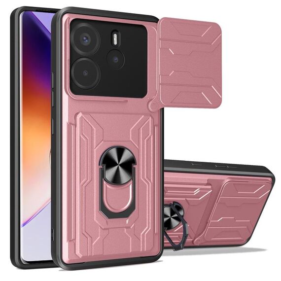 Per Redmi Note 14 4G 163,25 mm Custodia per telefono scorrevole Camshield TPU+PC con slot per schede (oro rosa)