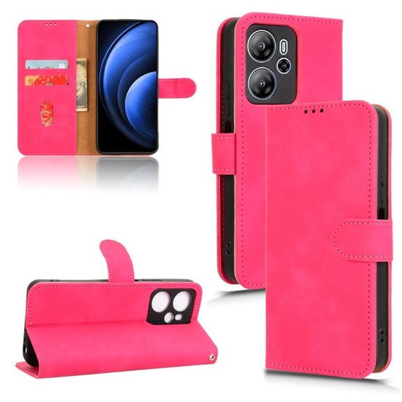 Custodia in pelle con chiusura magnetica per Blackview Oscal Tiger 13 (rosso rosa)