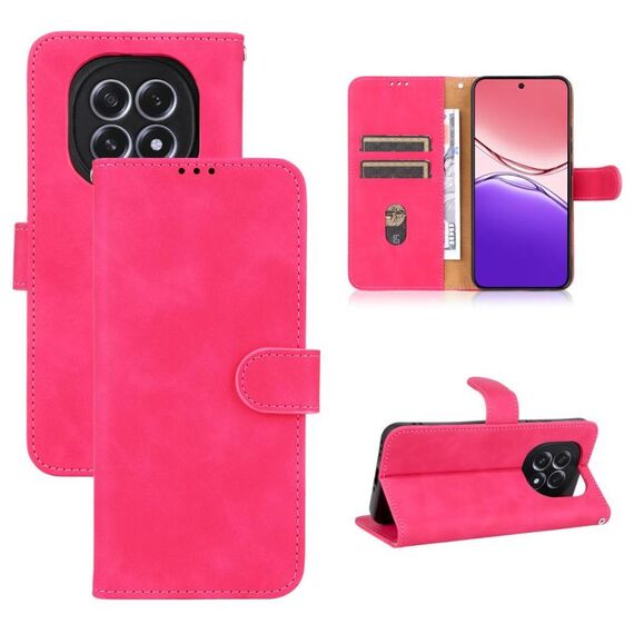 Per OPPO F29 5G Custodia per telefono in pelle magnetica con effetto pelle globale (rosso rosa)